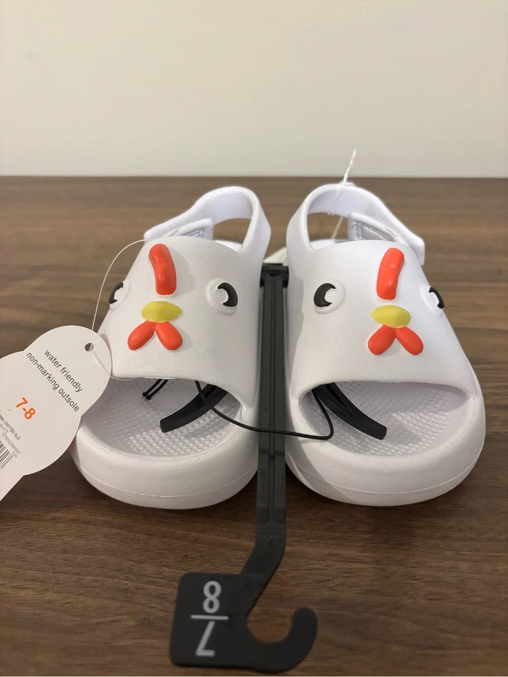 The Children's Place White Chicken Clog Sandals with Orange Beak & Yellow Comb